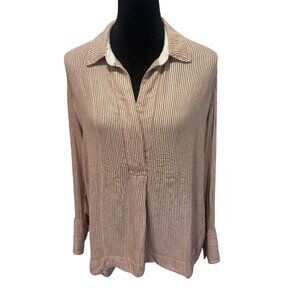 Free People On The Road Striped Tunic Hi-Low Hem oversized Pullover Blouse, S